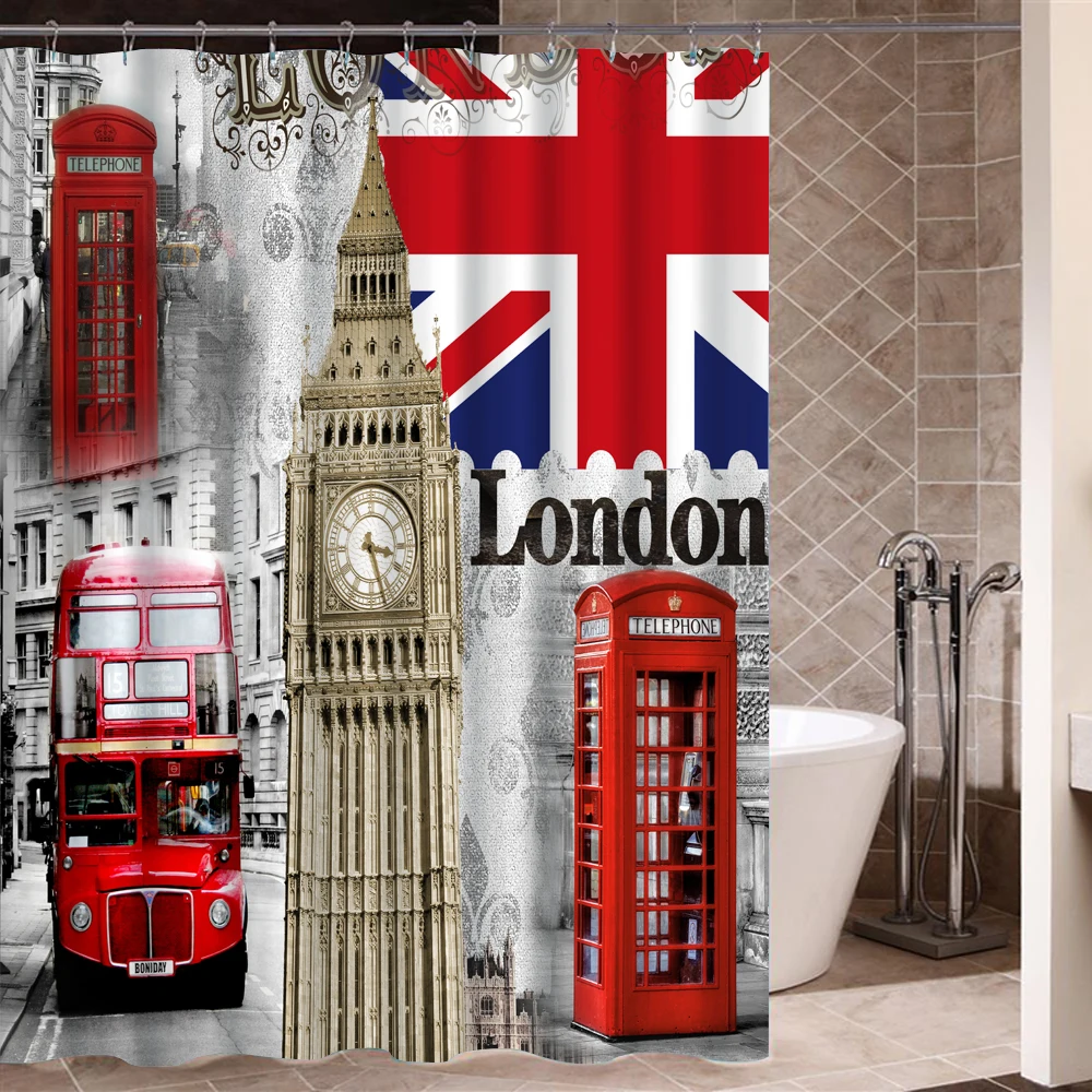 London Bandeira Da Cozinha Casa De Banho Cortinas De Chuveiro Com London Bandeira Da Cozinha Casa De Banho Cortinas De Chuveiro Com