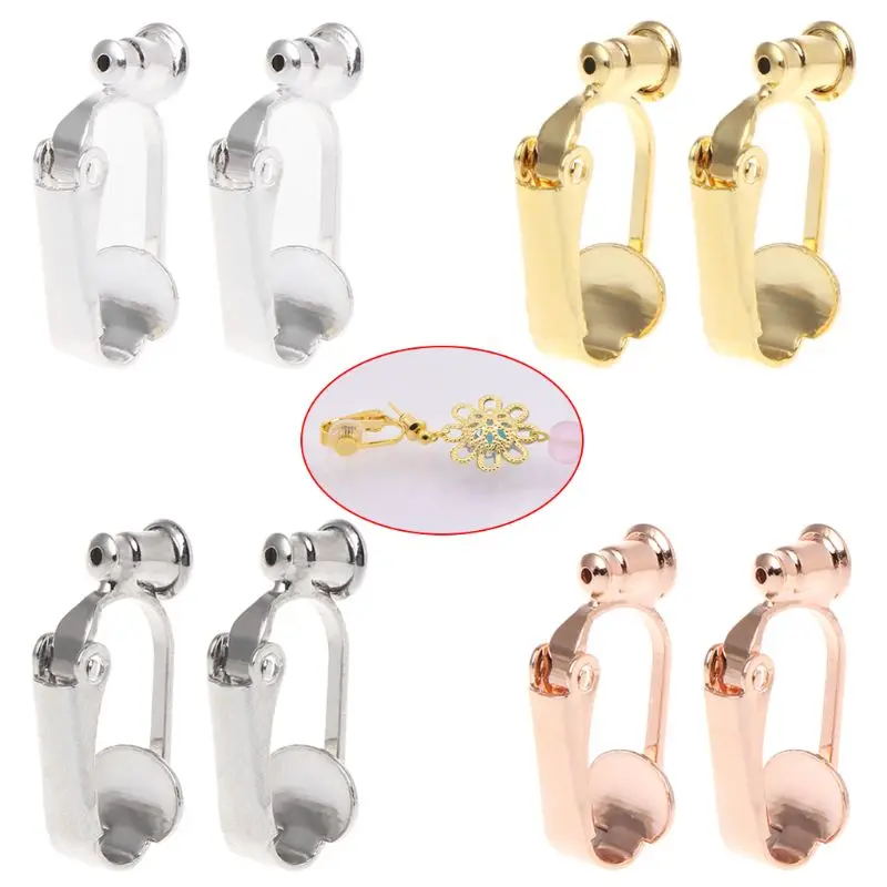 

1 Pair Earrings Adapter Stud Ear Clips Converter For Non-pierced People Clip On Metal Component DIY Jewelry Making Tool Findings