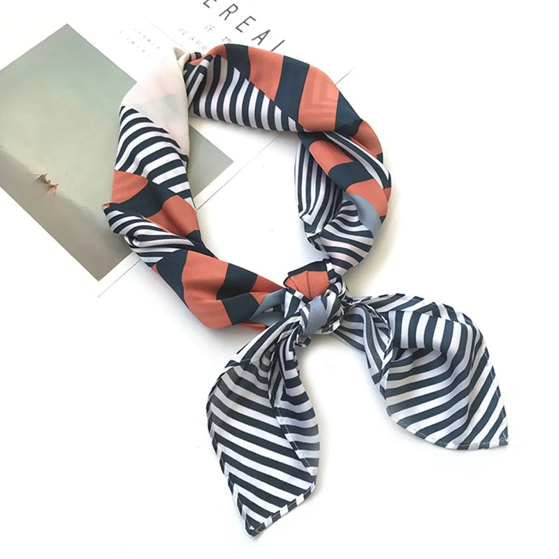 

Silk scarf women spring autumn 70*70 Fashion scarves small squares Head scarf high quality Bag decorative scarves
