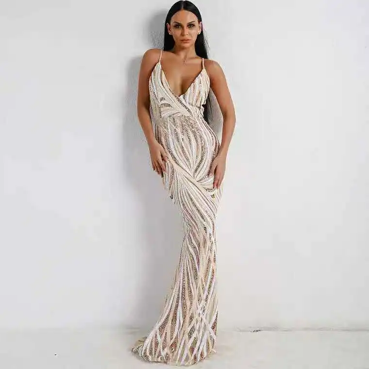 

Sexy Newest Design Cap SleeveSequins decoration Floor Length Long Mermaid Evening Dresses Custom Size