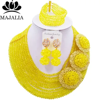 

Majalia Fashion Romantic Nigerian Wedding African Jewelry Set Yellow Crystal Necklace Bride Jewelry Sets 10CP0022