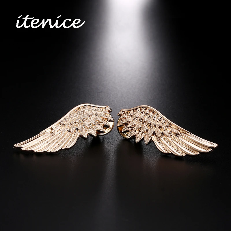 

Luxury Brooch 2018 Trendy Brilliant Female Jewelry Vintage Metal Feather Wings Pins Brooch 1 Pair For Women Men Fashion Gifts