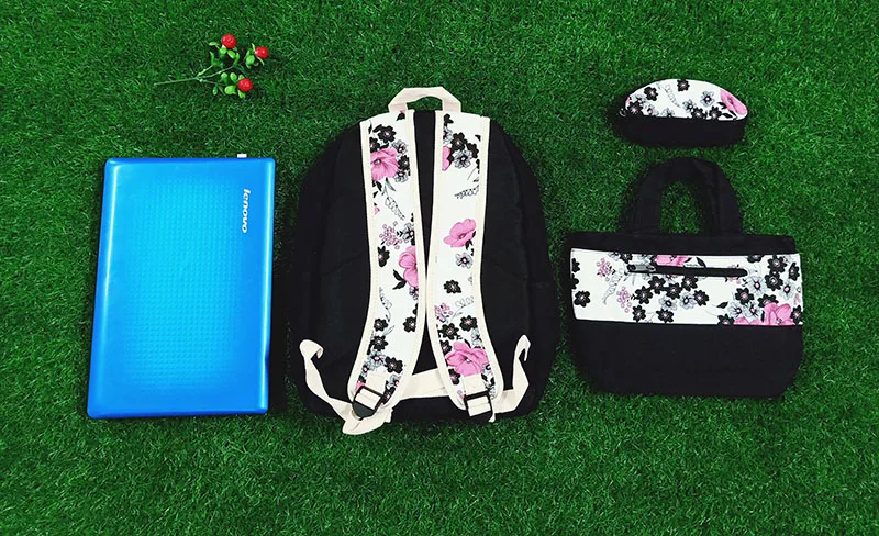 3 шт./компл. студент холщовый рюкзак для школы для девочек детская школьная сумка для подростков рюкзак Набор водостойкий 1" ноутбук рюкзак