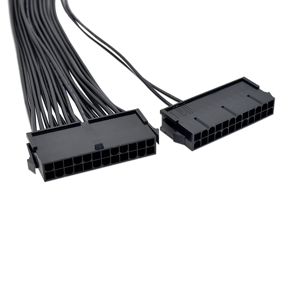 CHIPAL 30CM Three Dual PSU Cable Extension Adapter ATX 20+4 24Pin Power Supply Sync Starter Extender ADD2PSU Riser Converter,psu extension cable