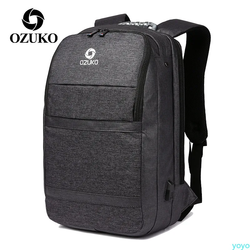 

Ozuko original business backpack waterproof Oxford cloth men's duplex USB charging multifunctional computer backpack