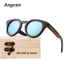 Angcen, солнцезащитные очки, мужские, поляризационные, uv400, высокое качество, брендовые, дизайнерские, классические, солнцезащитные очки, мужские, Ретро стиль, бамбуковые, солнцезащитные очки, деревянная оправа