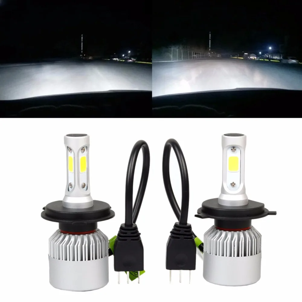 HNGCHOIGE 2pcs H4 LED Headlight Conversion 8000LM 80W COB 6500K White