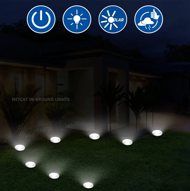 Gramado do Diodo Emissor de Luz Solar do Jardim da Lâmpada Paisagem ao ar Caminho da Estrada de Aço Inoxidável à Prova Chão Livre Ip65 Piso Enterrado d' Água Luz 4 Pcs 16 9 EMISSOR de luz Solar Do Jardim Da