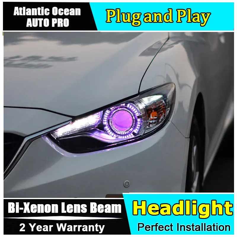 

new head light car styling For Mazda 6 ATENZA headlights 2014-2015 For mazda 6 head lamps Bi-xenon Double lens HID KIT led drl