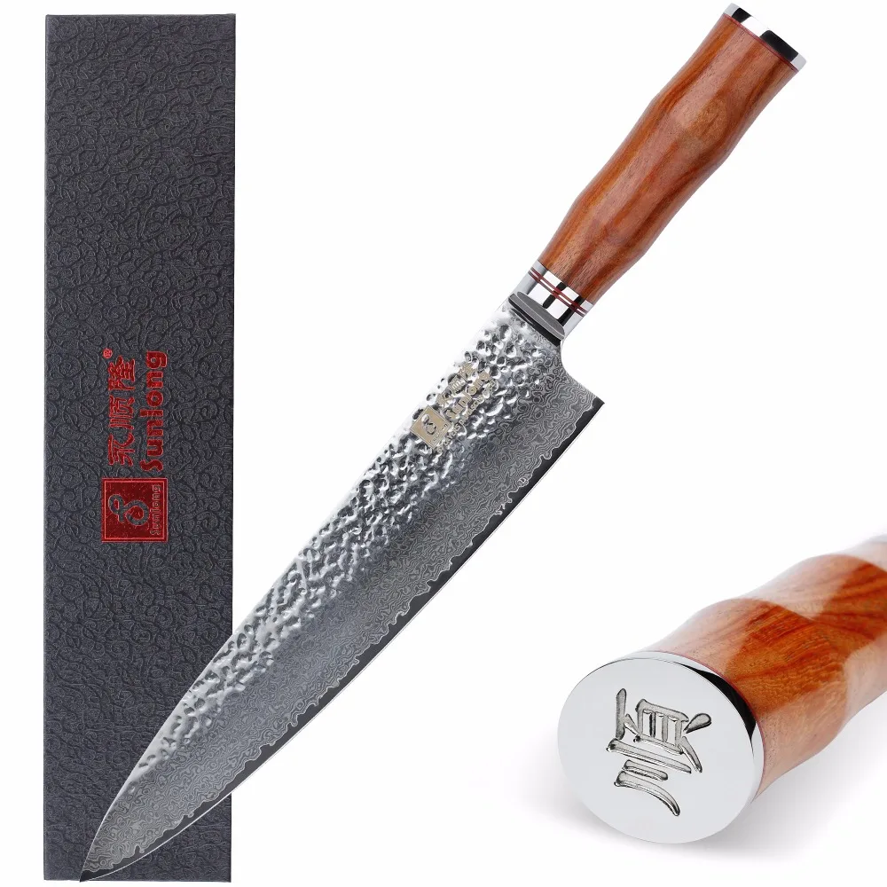 Sunlong 10 inch Chef's Knife Gyuto Damascus steel Slicing Knives VG10 steel core Pattern steel