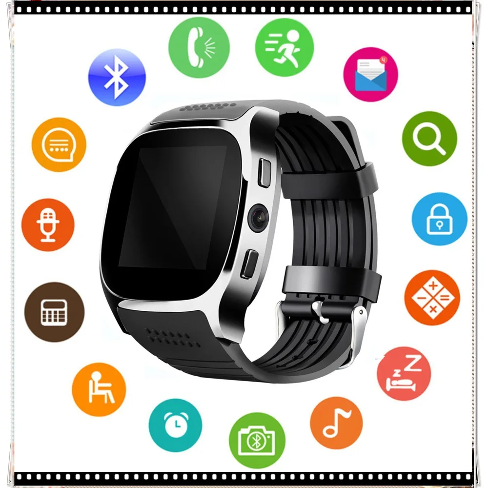 

Smart Watch for Android,T8 Smart Watches Support SIM &TF Card With Camera Sync Call Message Bluetooth Watch For Android Phone