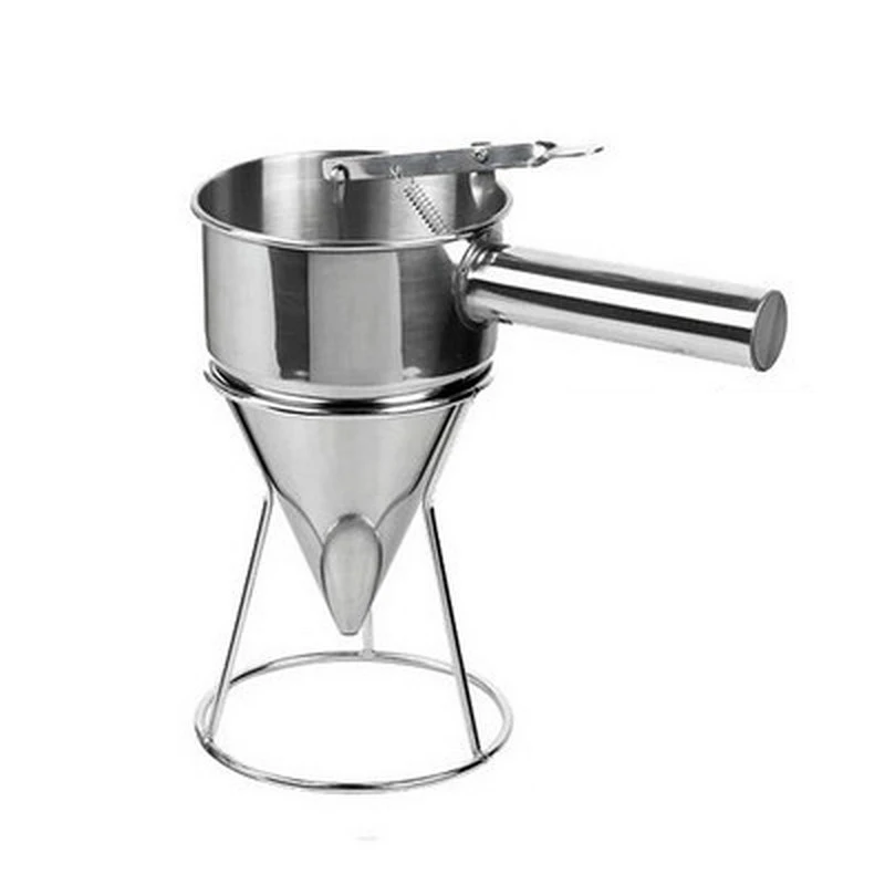 

Stainless Steel Conical Shape Octopus Balls Making Funnel with Rack Batter Dispenser for Cupcake Pancake Baking Tools Helper
