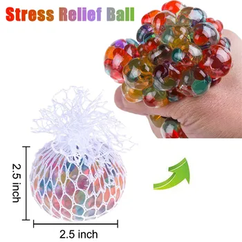 

Hot Sale Colorful Squishy Funny Rainbow Mesh Ball Stress Glowing Squeeze Grape Toys Anxiety Relief Stress Ball Gift DropShipping