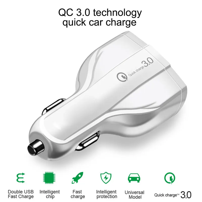 Автомобильное зарядное устройство QC3.0 usb type C прикуриватель Быстрая зарядка для мобильного телефона Автомобильный адаптер универсальные безопасные Электронные аксессуары