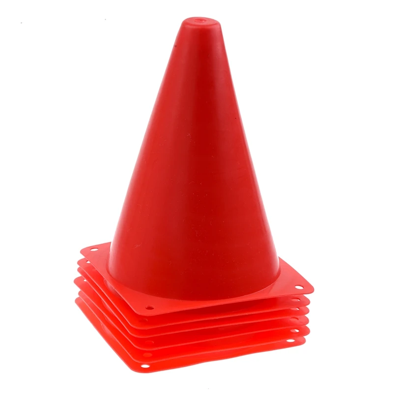 6 PCS Multi-function Safety Agility Cone for Football Soccer Sports Field Practice Drill Marking- Red