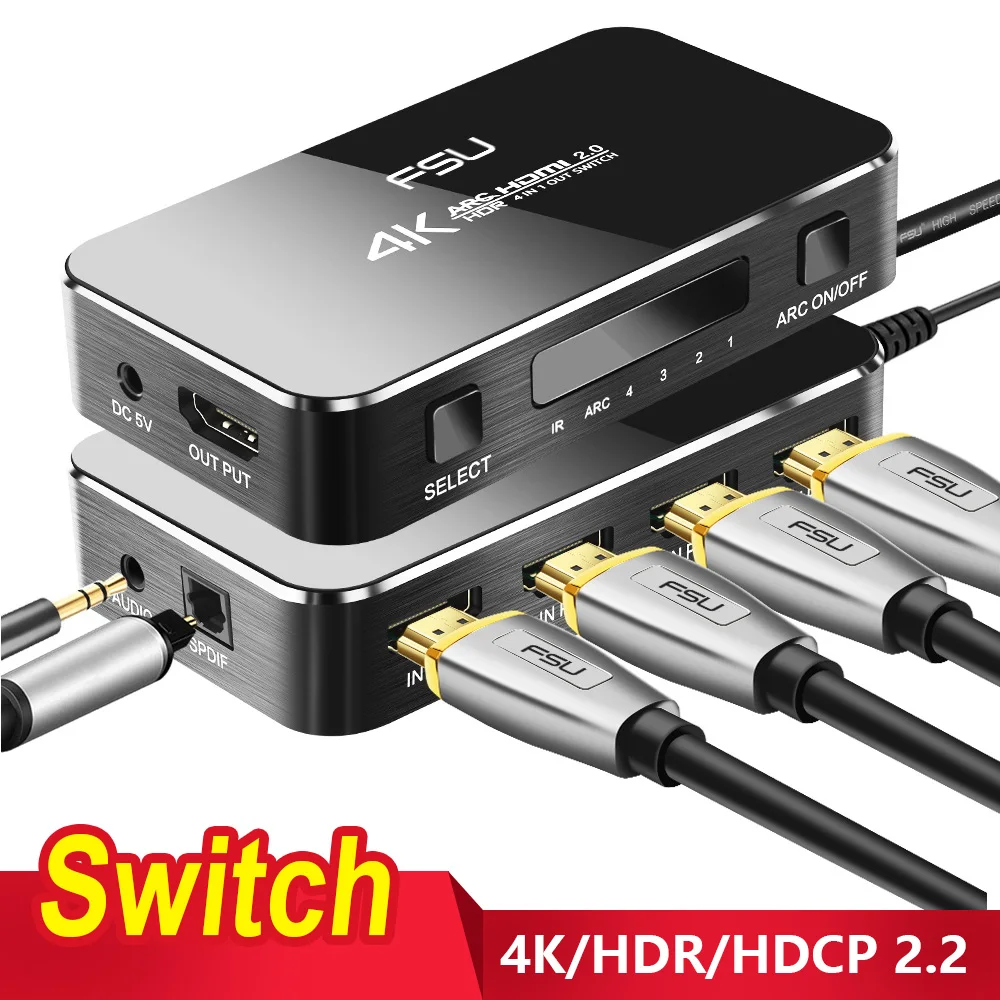 HDMI Switch 2 0 4X1 HDMI Splitter 4K 60Hz 4 In 1 Out HDMI Switcher Audio