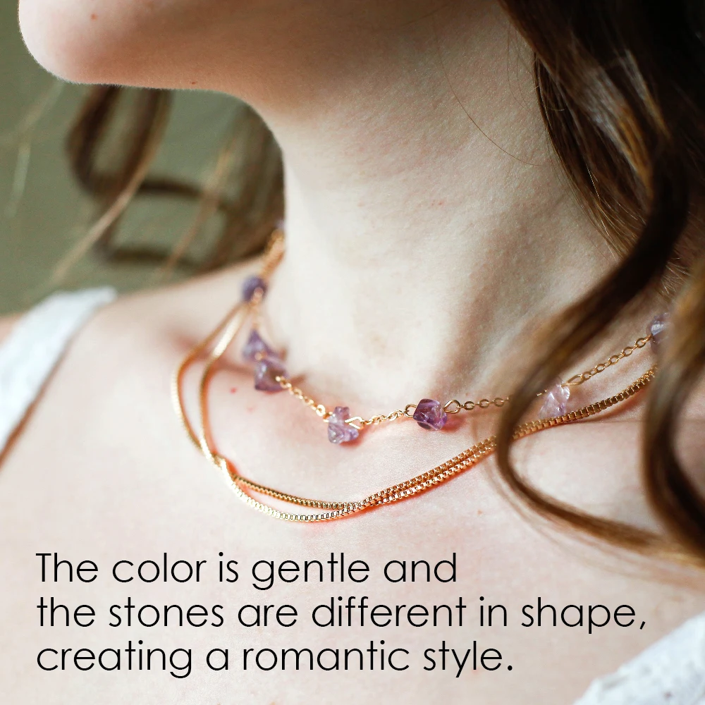 eManco Wholesale Beads for Beadwork Layering Necklace Semi-precious Purple Stone Charming Choker Style Necklace Jewelry