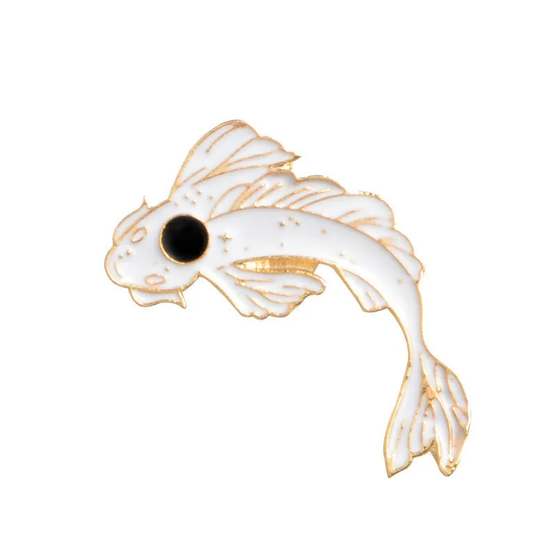 Изысканный розовый/белый/черный Koi брошь Милая Золотая рыбка Эмаль Булавка джинсовая нагрудная эмблема рыбка подарок ювелирные изделия