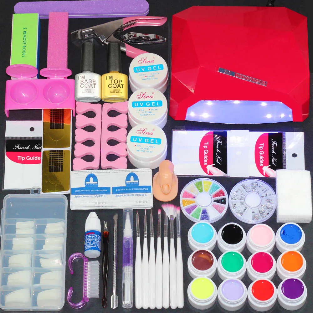 UV LED Lamp Nail Polish Lacquer Set Nails Design Manicure Tool Set Kits
