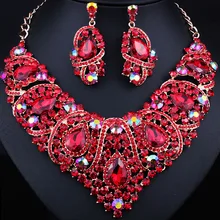 El envío Libre, La Moda de Moda de nigeria Perlas Africanas de la boda Joyería Fija el Collar Del Cristal Conjunto Banquete de Boda de Dubai De La Joyería