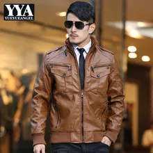 Осенне-зимняя мужская куртка из искусственной кожи, ветровка, куртка из искусственной кожи, брендовая одежда, повседневные тонкие мужские пальто черного и коричневого цвета, большие размеры