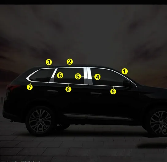 Автомобильный Стайлинг для- Mitsubishi Outlander из нержавеющей стали хромированная оконная накладка отделка МОЛДИНГ garnish guard автозапчасти - Название цвета: Черный