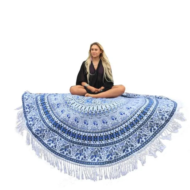 3 Colours Round Print Fitness Yoga Mat Camping Tapestry Swimming Beach