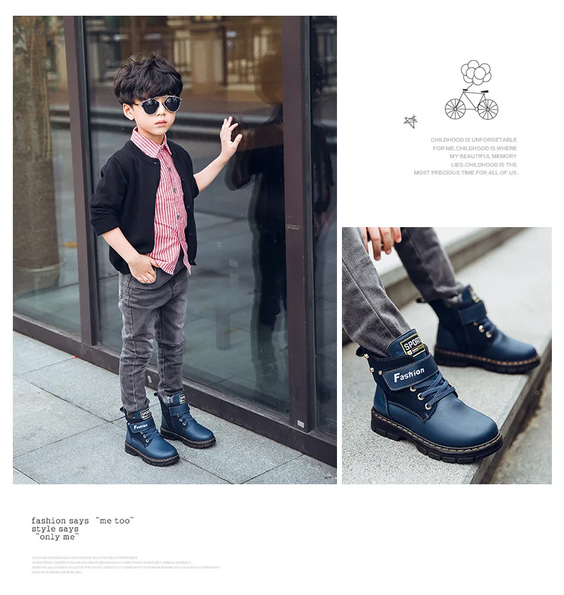 NEW Girls Martin Boots Boys Shoes botte enfant fille PU Leather Children Boots Fashion Toddler Kids Boots Warm Winter Boots