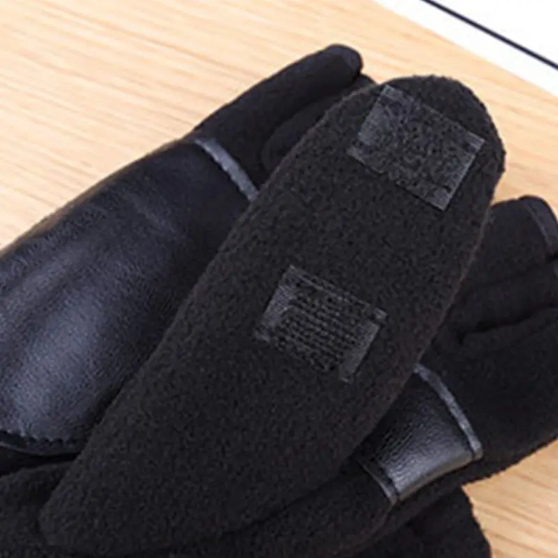 Women Men Winter Polar Fleece Half Finger Flip Gloves Double Layer Thicken Touch Screen Fingerless Convertible Mittens Wrist War