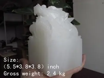 

14 cm * /100% of Afghanistan white jade hand GongTingLong kirin seal carving