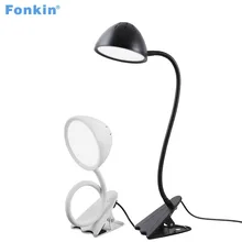 

Fonkin Bright Usb LED Clip Table Lamp Flexible Gooseneck Desk Book Light For Book Reading Study Desktop Office 5DV 10W Aluminum