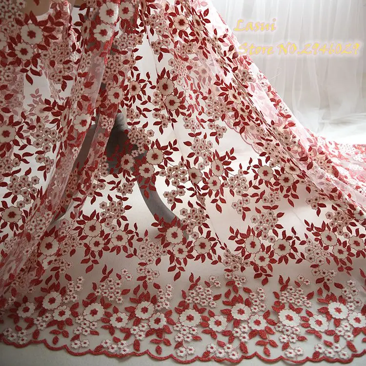 High grade fabric Fight color embroidery lace Tablecloth curtains diy