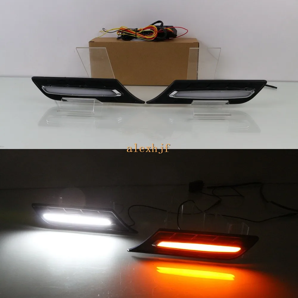 

July King Car Fender LED Light Guide Side Daytime Running Light DRL Yellow Side Turn Signals Light Case for Suzuki Vitara 2015+