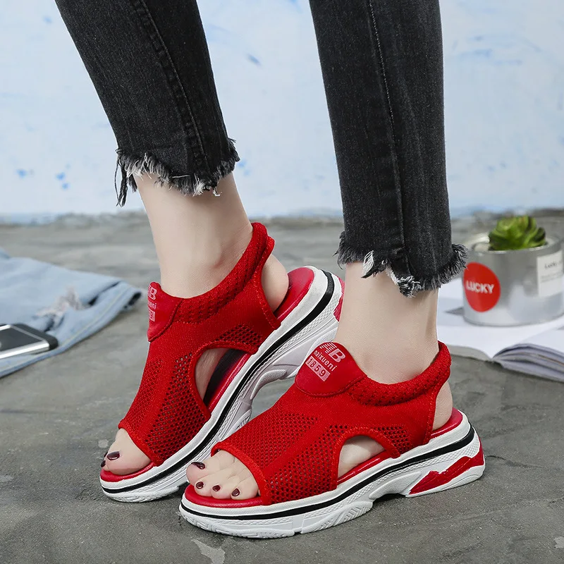 preço 2018 Verão New Open toed Sandálias Romanas Sapatos Femininos Confortáveis Sandálias de Praia Sandálias de Tricô