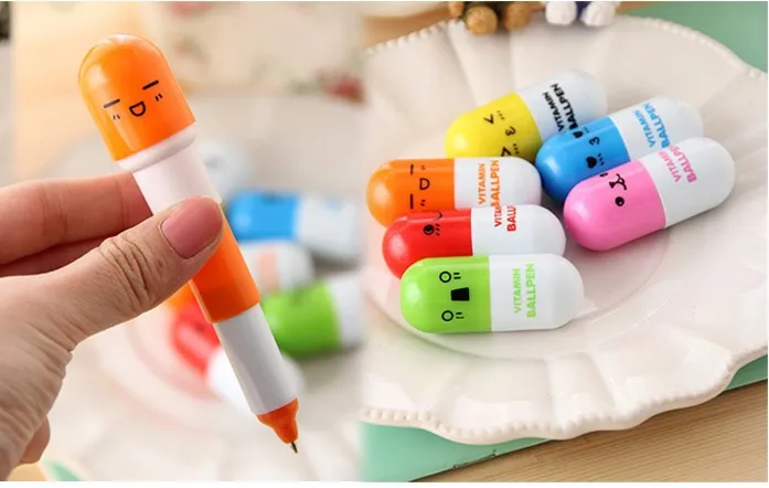 Lovely creative cartoon Pill Pen Smile Vitamin Ball Capsule Pen ...