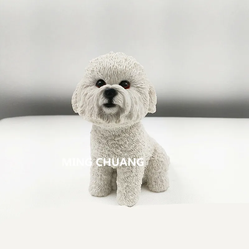 Cute-Simulation-Puppy-Statue-Bichon-Frise-Small-size-terriers-The-pet-dog-Bust-Resin-Action-Figure