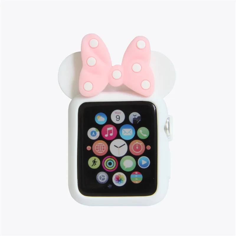 YUKIRIN Dot мягкий силиконовый защитный чехол для Apple Watch Series 4 3 2 1 Band iWatch 38 42 40 44 мм дизайн с героями мультфильмов для детей с Минни - Цвет ремешка: White Pink