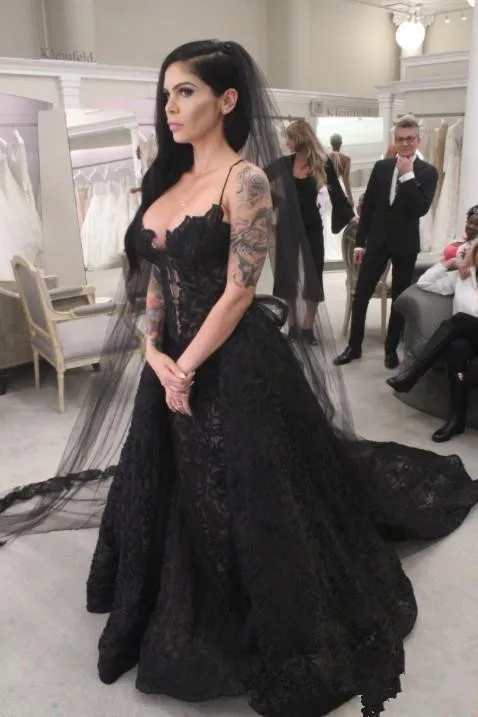 mermaid black wedding dress
