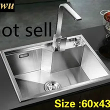 Квартира высокого качества кухня ручная раковина одинарная мойка vogue 304 нержавеющая сталь Горячая 600x430 мм