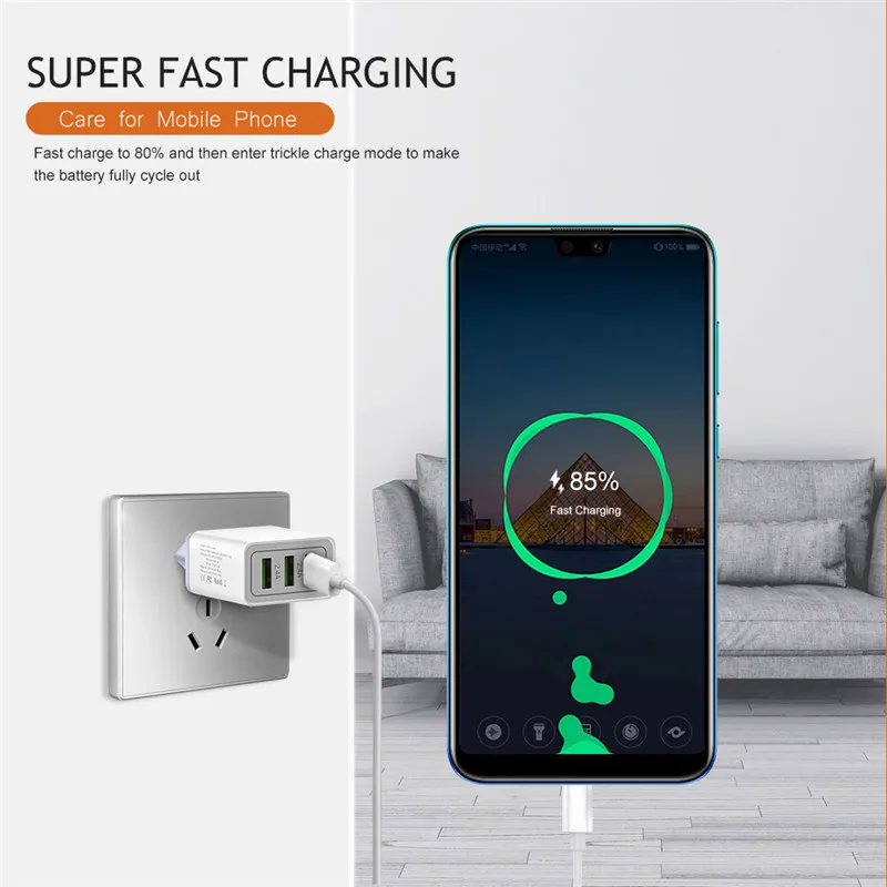 Универсальный 30 Вт USB quick charge 3,0 для iphone 7 8 Plus X XS Max EU US Plug быстрое зарядное устройство для мобильного телефона Samsug S10 S8 S9