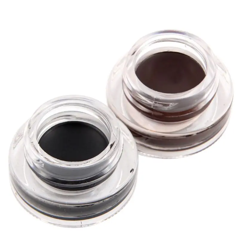 

2pcs Makeup Set Black&Brown 2 in 1 Gel Eyeliner + 2pcs Brush Waterproof Long Lasting Eye Liner Gel Eyeliner Cosmetics