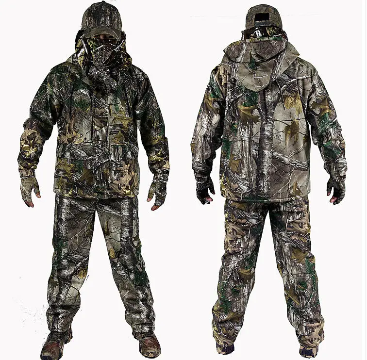 

Bionic Camouflage Fleece Waterproof Thermal Ghiliie Suit Winter Hunting Military Sniper Tactical Uniform Men Jacket&Pants Sets