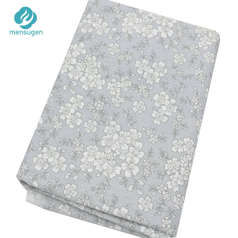 

160cm*50cm Grey Flowers Printed Cotton Fabric for decoration Sewing Patchwork Cushions Bedding Textile And Quilting Crafts