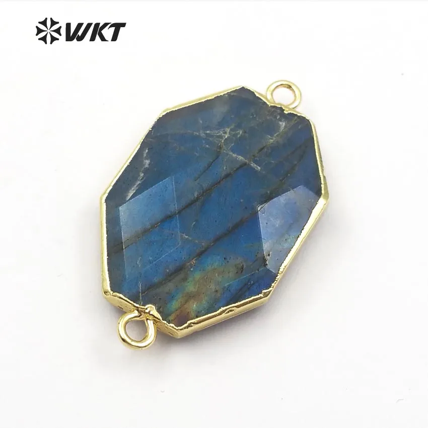 WT-C263 New arrival Special design Natural labradorite stone Connector smooth Metal Plated Irregular For Fashion women Jewelry | Украшения