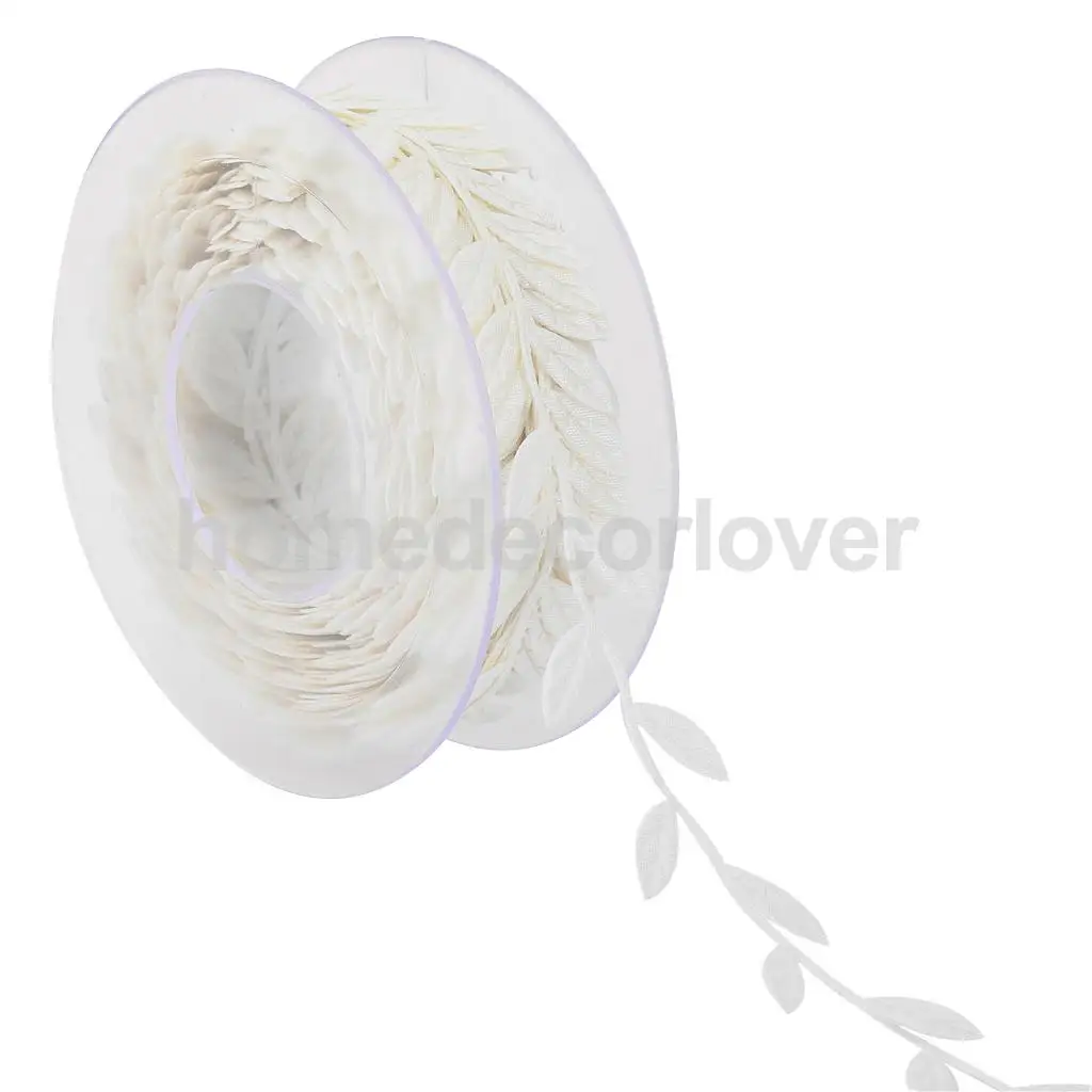 15 m / Roll Artificial Silk Leaf Ribbon - Satin Leaf Leaves Vine Garlands Ribbon Sew On Lace Trim for DIY Handmade Sewing Crafts