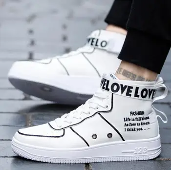 

ELGEER Designer autumn and winter new high canvas men's shoes fashion men's sneakers shoes zapatos de hombre shoes men
