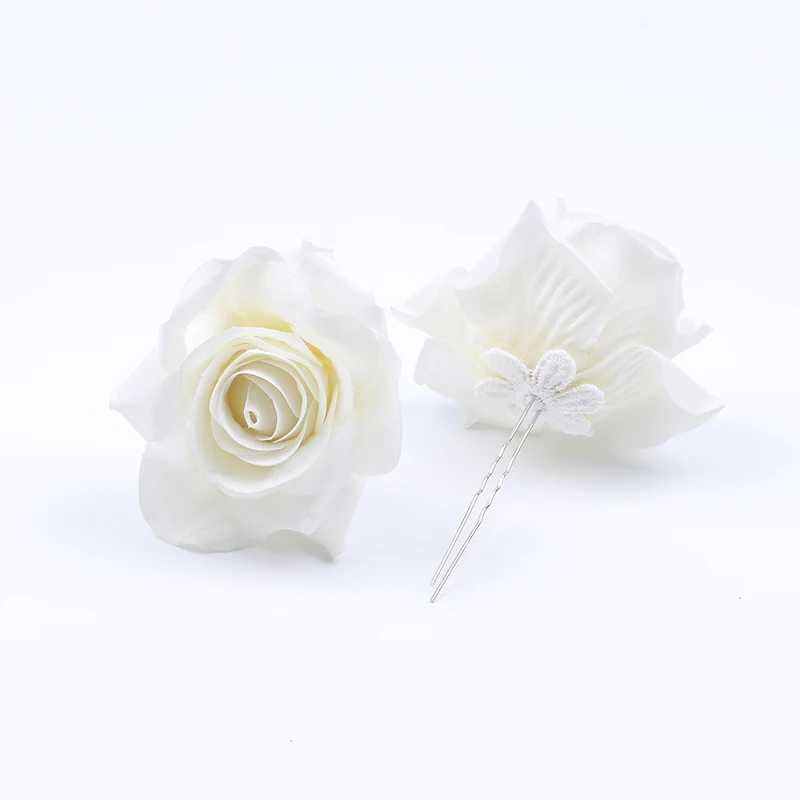 Белый большой цветок розы Шпильки Высокое качество Свадебная повязка заколки для волос для женщин модные аксессуары для волос
