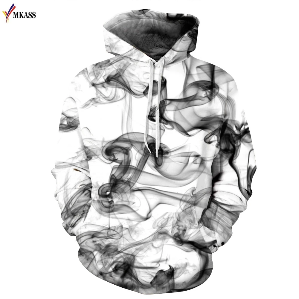 2017 New Series Smoke Sweatshirt Hoodies 3D Print Hip Hop Coats Casual Sweat Shirt Men Women Hooded Tops Plus Size