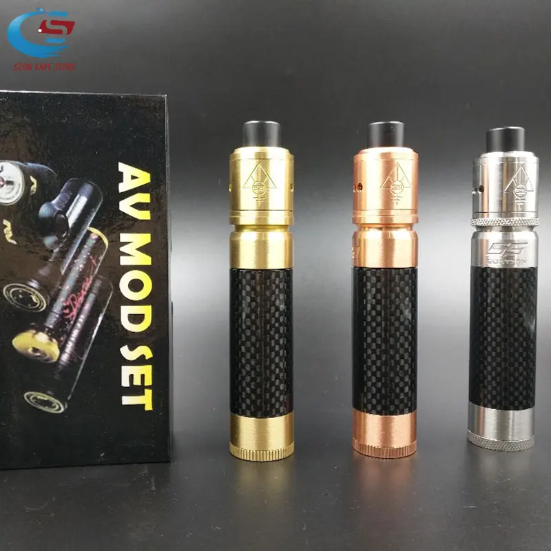 

Electronic cigarette AV TXW mechanical mod kit 18650 battery red copper/brass material with RDA atomizer 24mm diameter Mech Mod