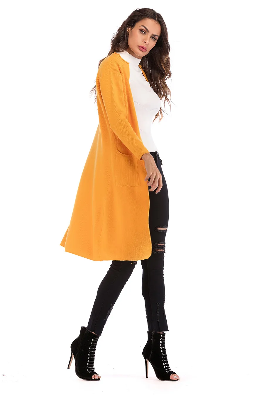 Gladiolus New 2018 Casual Autumn Winter Sweater Women Long Sleeve Button Pocket Knitted Long Cardigan Women Jumper Sweater Coats (26)